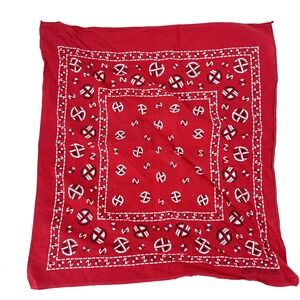 Vintage Red Bandana Fast Color Geometric Pattern RN 14193 *READ